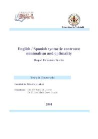 English / Spanish syntactic contrasts : minimalism and optimality / Raquel Fernández Fuertes | Biblioteca Virtual Miguel de Cervantes