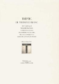 Tríptic de Tirant lo Blanc / text articulat per Josep Palàcios a partir de la novel·la de J. Martorell i M. J. de Galba, per a una cantata escènica amb música d' Amand Blanquer; dibuix de Manuel Boix | Biblioteca Virtual Miguel de Cervantes