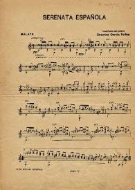 Serenata española / [J.] Malats; transcripción para guitarra Severino García Fortea | Biblioteca Virtual Miguel de Cervantes