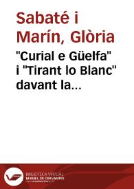 "Curial e Güelfa" i "Tirant lo Blanc" davant la cavalleria de la tardor medieval / Glòria Sabatè | Biblioteca Virtual Miguel de Cervantes