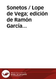 Sonetos / Lope de Vega; edición de Ramón García González | Biblioteca Virtual Miguel de Cervantes