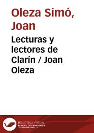 Lecturas y lectores de Clarín / Joan Oleza | Biblioteca Virtual Miguel de Cervantes