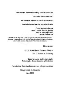 Desarrollo, diversificación y construcción de modelos de evaluación : estrategias reflexivas de afrontamiento desde la investigación social aplicada / José Tomás García García | Biblioteca Virtual Miguel de Cervantes