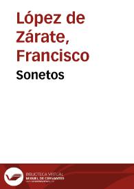 Sonetos / Francisco López de Zárate; edición de Ramón García González | Biblioteca Virtual Miguel de Cervantes