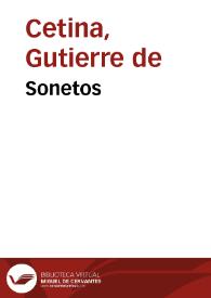 Sonetos / Gutierre de Cetina; editados por Ramón García González | Biblioteca Virtual Miguel de Cervantes