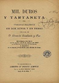 Mil duros y tartaneta : comedia bilingüe en dos actos y en verso | Biblioteca Virtual Miguel de Cervantes