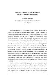 Coral García Rodríguez : " Las traducciones italianas de la poesía española del siglo XX (1975-2000)". (Madrid: UNED, 2003) / Nuria Pérez Vicente | Biblioteca Virtual Miguel de Cervantes