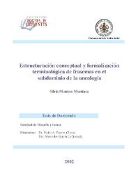 Estructuración conceptual y formalización terminográfica de frasemas en el subdominio de la oncología / Silvia Montero Martínez | Biblioteca Virtual Miguel de Cervantes