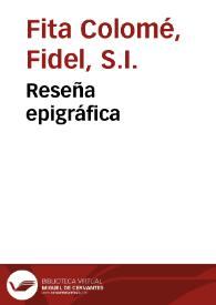 Reseña epigráfica | Biblioteca Virtual Miguel de Cervantes