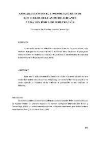 Aproximación en el comportamiento de los suelos del Campo de Alicante a una ley física de infiltración / Artemio Cuenca Payá y Concepción Bru Ronda | Biblioteca Virtual Miguel de Cervantes