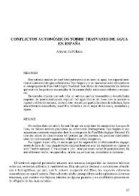 Conflictos autonómicos sobre trasvases de agua en España | Biblioteca Virtual Miguel de Cervantes