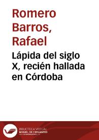 Lápida del siglo X, recién hallada en Córdoba | Biblioteca Virtual Miguel de Cervantes