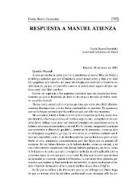 Respuesta a Manuel Atienza | Biblioteca Virtual Miguel de Cervantes