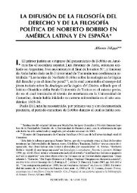 La difusión de la filosofía del derecho y de la filosofía política de Norberto Bobbio en América Latina y en España -Primera parte- / Alberto Filippi | Biblioteca Virtual Miguel de Cervantes