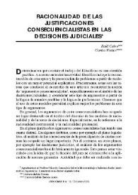 Racionalidad de las justificaciones consecuencialistas en las decisiones judiciales / Raúl Calvo y Carlos Venier | Biblioteca Virtual Miguel de Cervantes