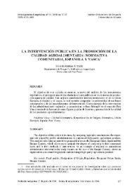 La intervención pública en la promoción de la calidad agroalimentaria : normativa comunitaria, española y vasca | Biblioteca Virtual Miguel de Cervantes