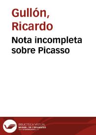 Nota incompleta sobre Picasso / Germán Gullón | Biblioteca Virtual Miguel de Cervantes