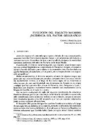 Evolución del dialecto navarro: ¿Incidencia del factor geográfico? / Carmela Pérez-Salazar | Biblioteca Virtual Miguel de Cervantes