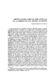 Observaciones sobre el habla popular en la literatura del litoral argentino / Carlos Alberto Cacciavillani | Biblioteca Virtual Miguel de Cervantes