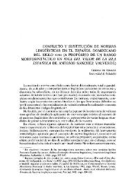 Conflicto y sustitución de normas lingüísticas en el español dominicano del siglo XVIII (a propósito de un rasgo morfosintáctico, en "Idea del valor de la Isla Española", de Antonio Sánchez Valverde) / Germán de Granda | Biblioteca Virtual Miguel de Cervantes