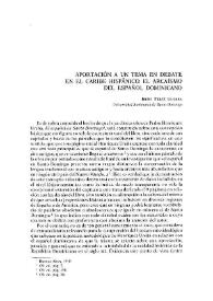 Aportación a un tema en debate en el Caribe hispánico: el arcaísmo del español dominicano / Irene Pérez Guerra | Biblioteca Virtual Miguel de Cervantes