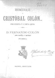 Homenaje a Cristóbal Colón... por cuenta y a costa ajena. D. Fernando Colón (hijo natural o legítimo) : polémica | Biblioteca Virtual Miguel de Cervantes