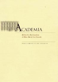 Academia : Boletín de la Real Academia de Bellas Artes de San Fernando. Primer semestre de 2000. Número 90. Preliminares e Índice | Biblioteca Virtual Miguel de Cervantes