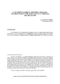 La sucesión nazarí, el topónimo "Granada" y el origen de su población, según un cronista del siglo XVII / Juan Abellán Pérez | Biblioteca Virtual Miguel de Cervantes