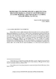 Datos para una cronología de la arquitectura militar de Sharq al-Andalus: las puertas de la alcazaba de Denia y sus paralelos, y la fortaleza de Chera (Valencia) / Basilio Pavón Maldonado | Biblioteca Virtual Miguel de Cervantes