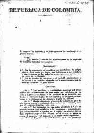 Decreto sobre la revisión de rentas asignadas a los congresistas no residentes en la capital (Bogotá, 11 de abril de 1825, año 15º) | Biblioteca Virtual Miguel de Cervantes