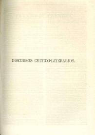 Discursos crítico-literarios / Francisco de Quevedo y Villegas; colección completa, corregida, ordenada e ilustrada por D. Aureliano Fernández-Guerra y Orbe | Biblioteca Virtual Miguel de Cervantes