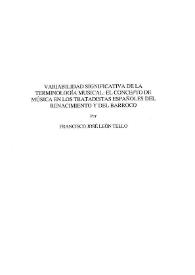 Variabilidad significativa de la terminología musical : el concepto de música en los tratadistas españoles del Renacimiento y del Barroco / Francisco José León Tello | Biblioteca Virtual Miguel de Cervantes