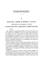 Elogio de D. Agustín de Montiano y Luyando, primer director de la Academia de la Historia, leído ante la misma por D. Lorenzo Diéguez y Ramírez de Arellano | Biblioteca Virtual Miguel de Cervantes