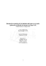 Simulación numérica de la dinámica del agua en el suelo : aplicación al diseño de sistemas de riego LAF / Francisco Ramírez de Cartagena Bisbe | Biblioteca Virtual Miguel de Cervantes