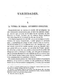 La Victoria de Málaga. Monumentos epigráficos / Joaquín María Díaz de Escovar | Biblioteca Virtual Miguel de Cervantes