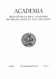 Academia: Boletín de la Real Academia de Bellas Artes de San Fernando. Segundo semestre de 1992. Número 75. Preliminares e índice | Biblioteca Virtual Miguel de Cervantes