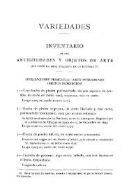 Inventario de las antigüedades y objetos de arte que posee la Real Academia de la Historia : Civilizaciones primitivas. Arte prerromano, objetos indefinidos / Juan Catalina García | Biblioteca Virtual Miguel de Cervantes