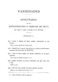 Inventario de las antigüedades y objetos de arte que posee la Real Academia de la Historia (continuación) / Juan Catalina García | Biblioteca Virtual Miguel de Cervantes