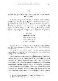 Nueva inscripción romana de Cabra, en la provincia de Córdoba / Fidel Fita | Biblioteca Virtual Miguel de Cervantes