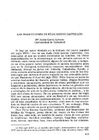 Las traducciones de Félix Enciso Castrillón / M.ª Jesús García Garrosa | Biblioteca Virtual Miguel de Cervantes