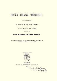 Doña Juana Tenorio : imitación burlesca de escenas de Don Juan Tenorio, en un acto y en verso / original de Rafael María Liern | Biblioteca Virtual Miguel de Cervantes