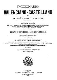 Diccionario valenciano-castellano. Volumen I : A-Estalviu / de José Escrig. Ensayo de ortografía lemosino-valenciana bajo la dirección de Constantino Llombart | Biblioteca Virtual Miguel de Cervantes