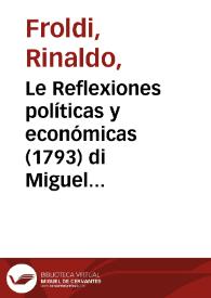 Le Reflexiones políticas y económicas (1793) di Miguel Dámaso Generés, gesuita aragonese esule a Bologna / Rinaldo Froldi | Biblioteca Virtual Miguel de Cervantes