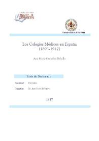 Los Colegios Médicos en España : (1893-1917) | Biblioteca Virtual Miguel de Cervantes