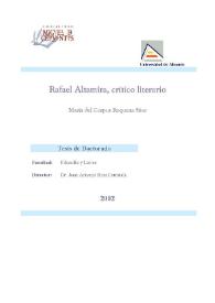 Rafael Altamira, crítico literario / María del Corpus Requena Sáez | Biblioteca Virtual Miguel de Cervantes