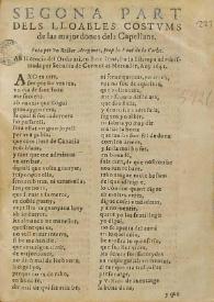 Segona part dels lloables costums de las majordones dels capellans / feta per un rector aragones | Biblioteca Virtual Miguel de Cervantes