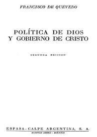 Política de Dios y gobierno de Cristo / Francisco de Quevedo | Biblioteca Virtual Miguel de Cervantes