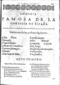 La cortesía de España : comedia famosa / Lope de Vega | Biblioteca Virtual Miguel de Cervantes