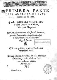 Primera parte de la Angélica / con aduertimientos a los fines de los cantos, y breues summarios a los principios por ... Pedro Verdugo de Sarria | Biblioteca Virtual Miguel de Cervantes