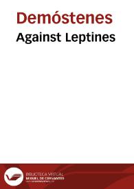 Against Leptines / Demosthenes | Biblioteca Virtual Miguel de Cervantes